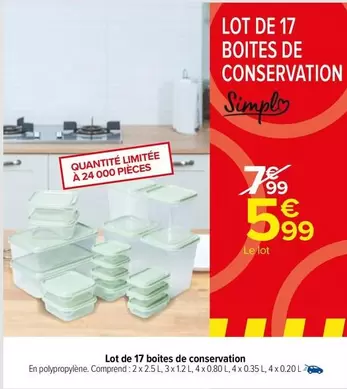 simply - lot de 17 boîtes de conservation