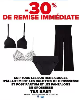 Promo Tex Baby : Soutiens-gorge d'allaitement, culottes et pantalons de grossesse