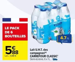 Carrefour - Lait U.H.T. Des Campagnes Classic'