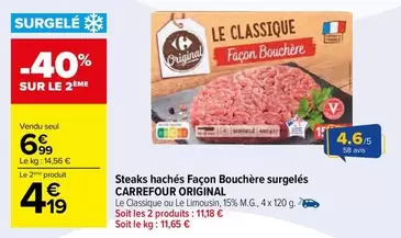 Carrefour - Steaks Hachés Façon Bouchère Surgelés : qualité bouchère, pratiques et savoureux, à découvrir en promotion !