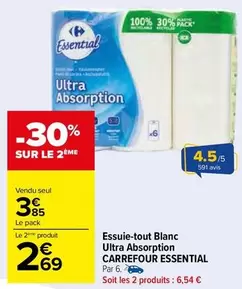 Carrefour - Essuie-tout Blanc Ultra Absorption