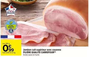 Carrefour - Jambon Cuit Supérieur Avec Couenne