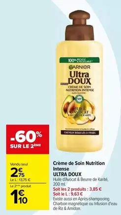 Garnier Ultra Doux Crème de Soin Nutrition Intense - Soin nourrissant pour des cheveux doux et revitalisés