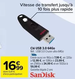 SanDisk - Clé Usb 3.0 64go