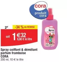 Cora - Spray Coiffant & Démelant Parfum Framboise