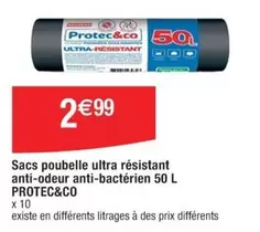 Protec&co - Sacs Poubelle Ultra Résistant 50 L | Anti-odeur & Anti-bactérien