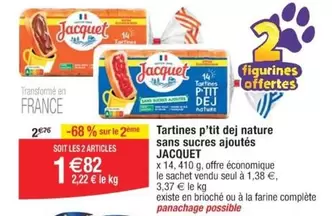 Jacquet - Tartines P'tit Dej Nature : Sans sucres ajoutés, parfaites pour un petit déjeuner sain !