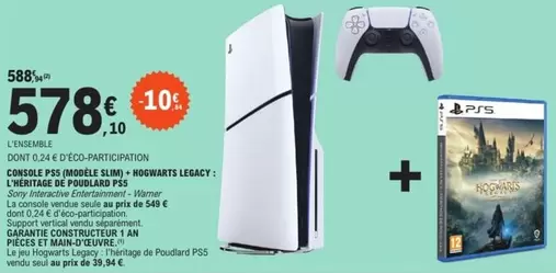 Sony - Console Ps5 + Hogwarts Legacy : L'heritage De Poudlard PS5 offre à 578,1€ sur E.Leclerc