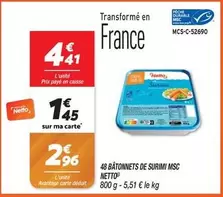 Netto - 48 Bâtonnets De Surimi Msc offre à 2,96€ sur Netto