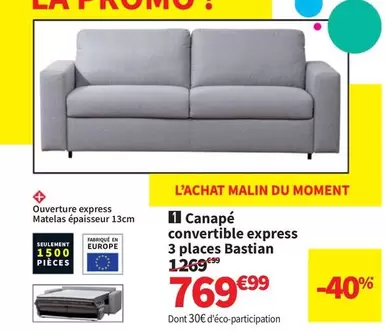 Canapé Convertible Express 3 Places Bastian offre à 769,99€ sur Conforama