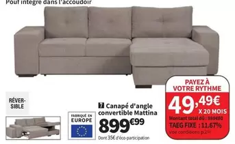 Total - Mattina - Canapé D'angle Convertible offre à 899,99€ sur Conforama