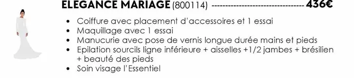 Elegance Mariage 800114 offre à 436€ sur Passage Bleu