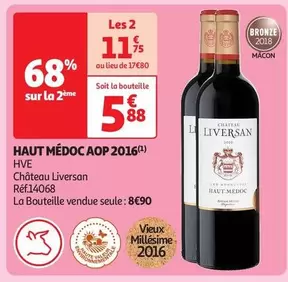 Château Liversan - Haut Medoc AOP 2016 offre à 5,88€ sur Auchan Supermarché