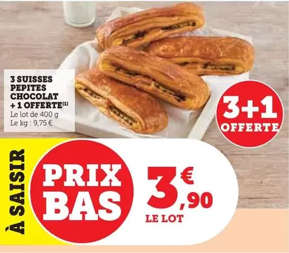 3 Suisses Pepites Chocolat + 1 Offerte offre à 3,9€ sur Hyper U