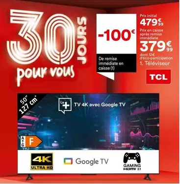 TCL - Tv 4k Avec Google Tv offre à 379,99€ sur BUT