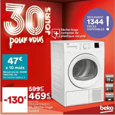 Total - Beko - Sèche-linge Compost De Plastique 1344 offre à 469,99€ sur BUT