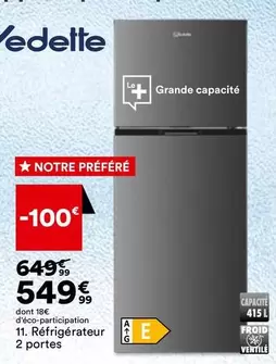 Vedette - Réfrigérateur 2 Portes offre à 549,99€ sur BUT