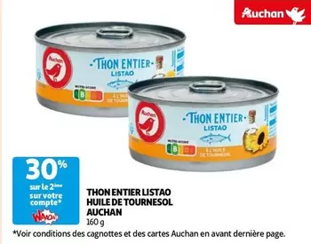 Auchan - Thon Entier Listao Huile De Tournesol