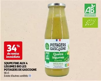 Potagers De Gascogne - Soupe Fine Aux 4 Légumes Bio : Une délicieuse recette bio pour des repas sains et savoureux.