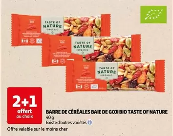 Taste Of Nature - Barre De Céréales Baie De Goji Bio : Savourez la nature avec une barre bio délicieuse et nutritive