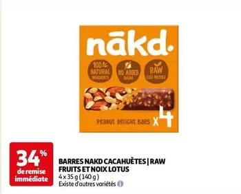 Nakd - Barres Cacahuetes Raw Fruits Et Noix Lotus