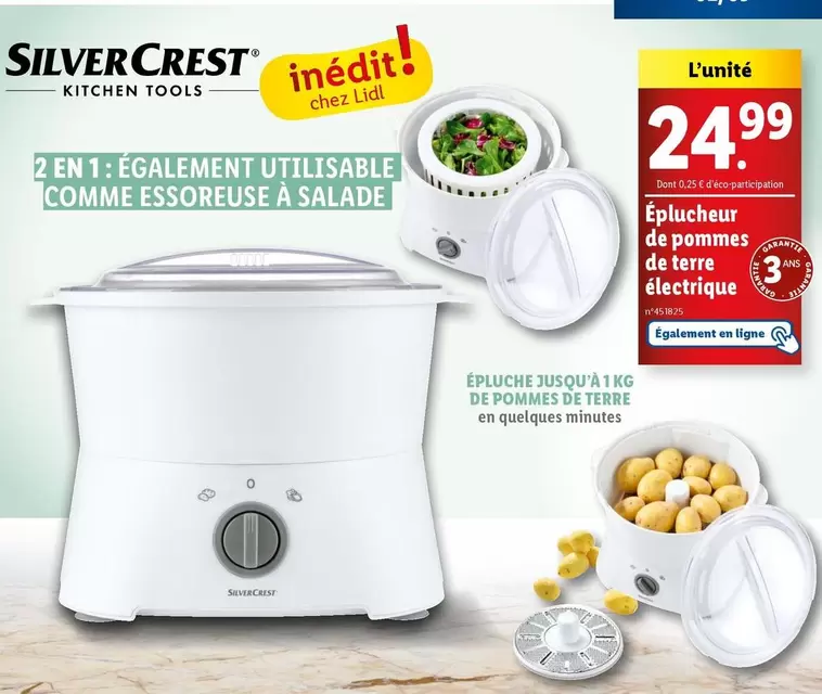 Silvercrest - Éplucheur Électrique de Pommes de Terre : Précision, Rapidité et Efficacité !