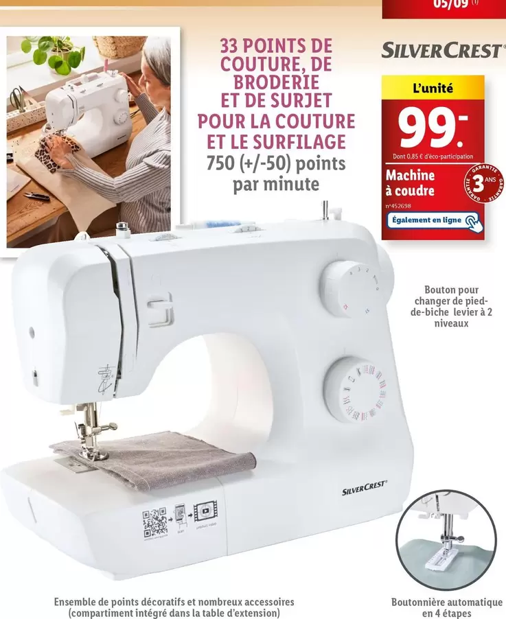 Silvercrest - 33 Points de Couture, Bordure et Surjet - Machine à coudre polyvalente avec promotion