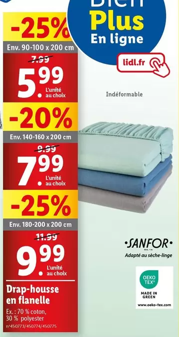 Sanfor - Drap Housse En Flanelle