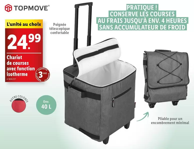 Topmove - Chariot de Courses Isotherme avec Fonctionnalité Promotionnelle