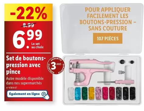 Set De Boutons Pression Avec Pince