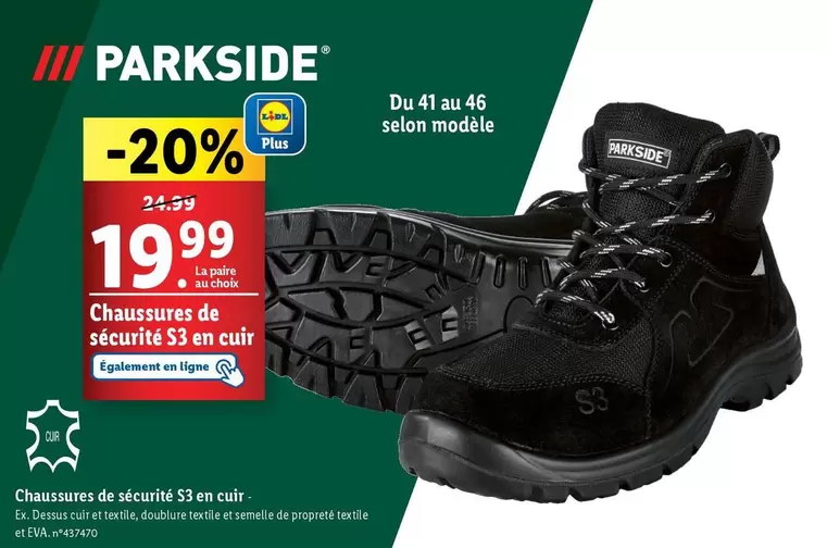 Parkside - Chaussures De Sécurité S3 En Cuir