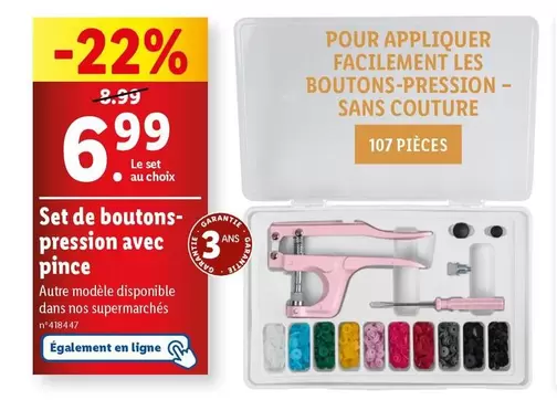 Set De Boutons Pression Avec Pince