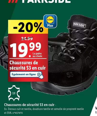 chaussures de sécurité s3 en cuir