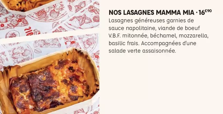 Nos Lasagnes Mamma Mia offre à 16,9€ sur Signorizza