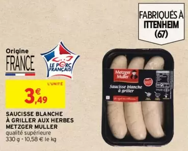 Saucisse Blanche À Griller Aux Herbes Metzger Muller - Un délice à savourer!