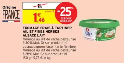 Alsace Lait - Fromage Frais à Tartiner Ail et Fines Herbes : Un délice crémeux à savourer !