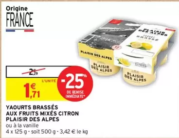 Plaisir Des Alpes : Yaourts Brassés Fruits Mixés Citron - Un délice fruité à savourer sans modération !