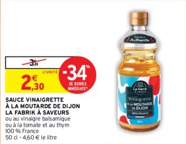 Sauce Vinaigrette À La Moutarde De Dijon - La Fabrik À Saveurs