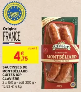 Clavière - Saucisses De Montbéliard Cuites Igp