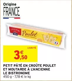 Le Bistronome - Petit Pâté En Croûte Poulet Et Moutarde À L'ancienne