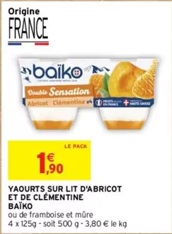 Baiko - Yaourts au Lit d'Abricot et Clémentine : Délicieux et Fruités