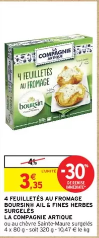 La Compagnie Artique - 4 Feuilletés au Fromage Boursin Ail & Fines Herbes Surgelés