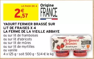 Yaourt Fermier Brassé sur Lit de Fraises - La Ferme De La Vieille Abbaye (X 4) - Produit Promo!