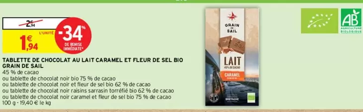 Graines Del Sal - Chocolat au lait caramel et fleur de sel bio - Délicieuse tablette gourmande