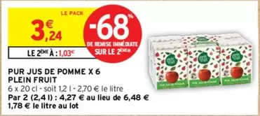 Plein Fruit - Pur Jus De Pomme X 6