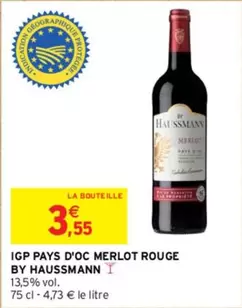 Haussmann - By  - Igp Pays D'oc Merlot Rouge