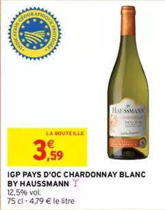 Haussmann - By  - Igp Pays D'oc Chardonnay Blanc