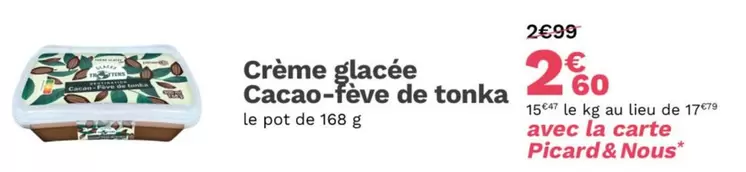 Crème Glacée Cacao-Fève de Tonka - Picard - Délice glacé riche en cacao avec une touche de fève de tonka