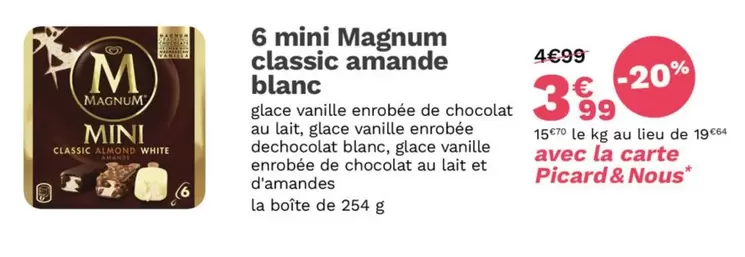 Picard - Mini 6 Mini Magnum Classic Amande Blanc