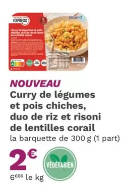 Curry de Légumes et Pois Chiches avec Duo de Riz et Risoni de Lentilles Corail - Picard